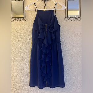Elegant Navy Ruffle Mini Dress
